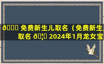 🐈 免费新生儿取名（免费新生儿取名 🦉 2024年1月龙女宝宝）